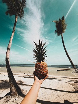 Karibischer Strand mit Palmen – Inspiration für das authentische Latin-Flair von Kaschee.